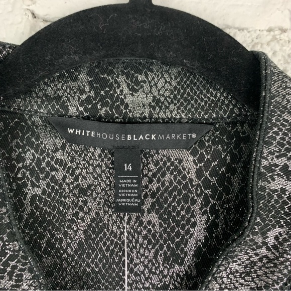 White House Black Market Snake Animal Metallic Silver Foil Shirt Dress 14 - Picture 4 of 15